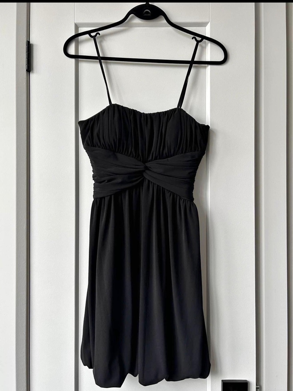 BCBG Black Strapless Twist-Front Cocktail Dress